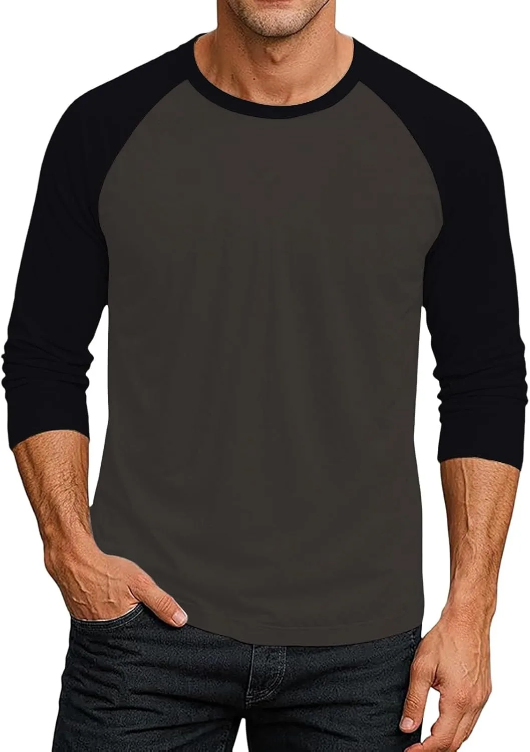 

Футболка JOFOW мужская с длинным рукавом, цветной блок, для активного отдыха