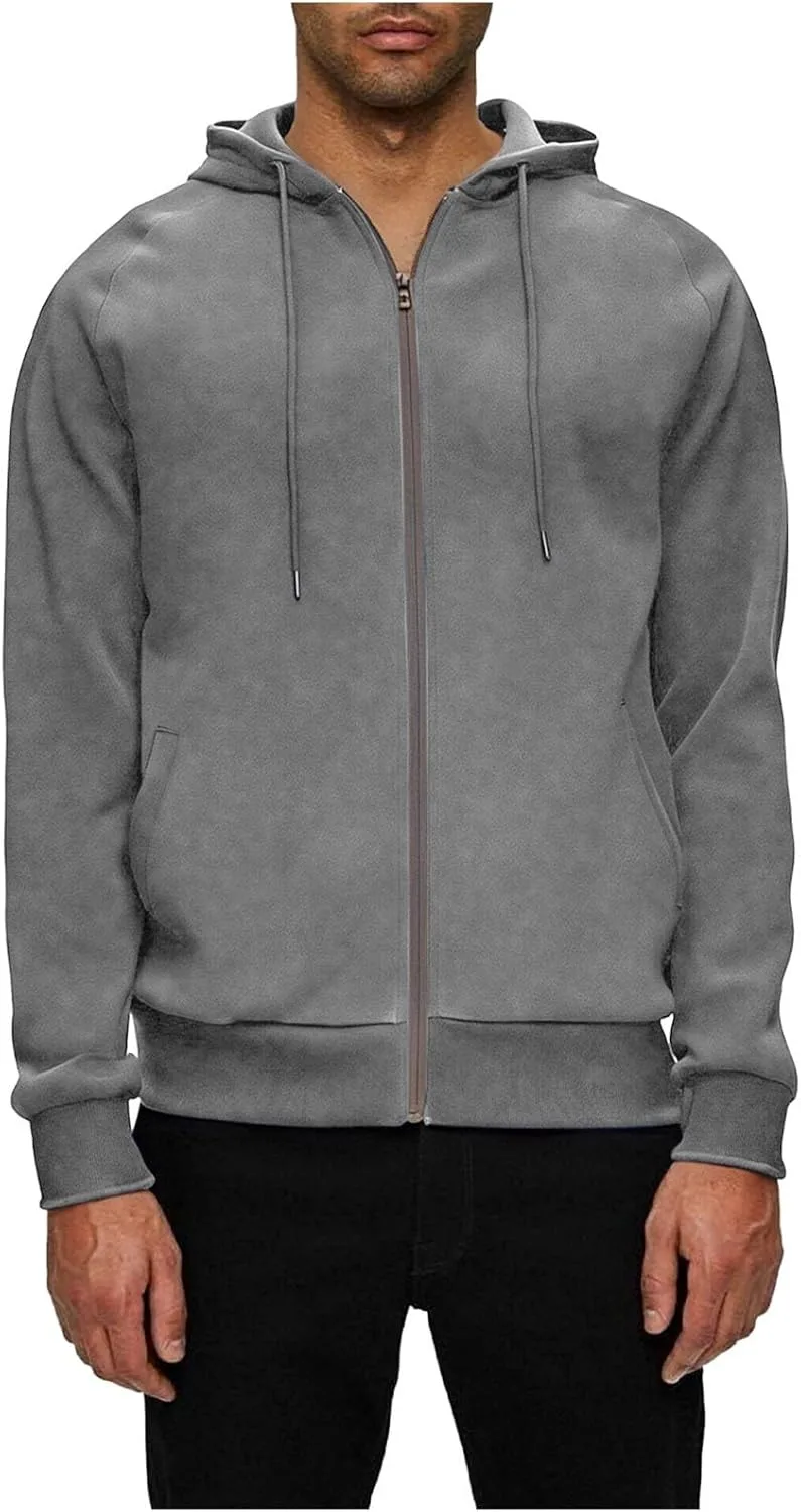 

Мужской худи на молнии свободного кроя зимний утепленный