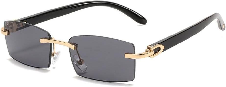 

Модные маленькие прямоугольные женские солнцезащитные очки в винтажном стиле, без оправы, прозрачные, с градиентом цвета океана, мужские солнцезащитные очки UV400 WNCKSQ, Black Gray