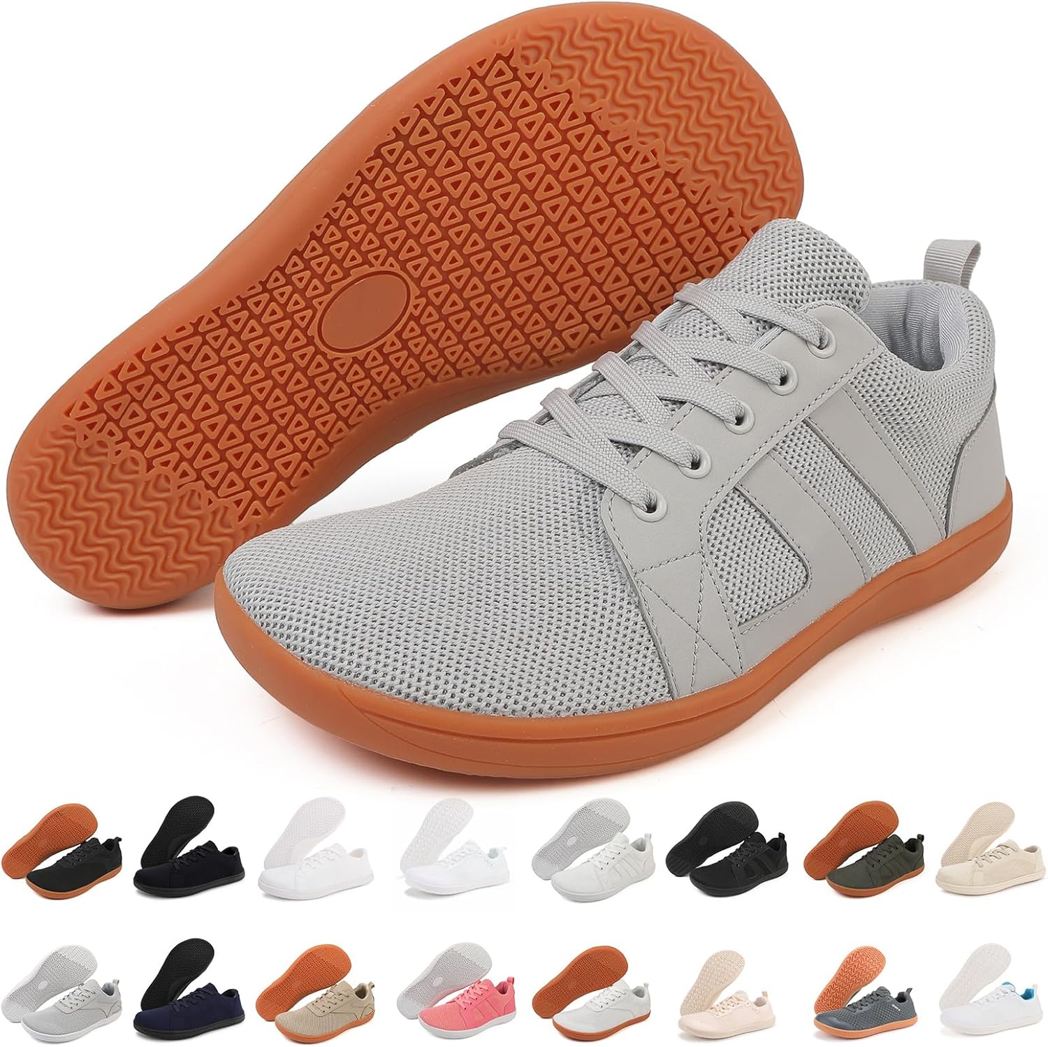 

Женские и мужские кроссовки с широкой носовой частью, минималистичные для трейлового бега и походов, удобные для ходьбы, дышащие, с нулевым перепадом, повседневные кроссовки, летние, без шнурков, теннисного типа Kvotuu, серый