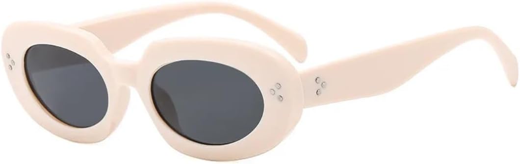 

Солнцезащитные очки с защитой UV400 | Овальная панк-оправа с заклепками, большие цветные линзы | для женщин и мужчин, для занятий спортом на открытом воздухе и вождения DSVIGF, Beige Black