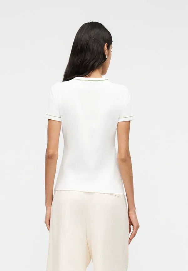 Футболка Lacoste White/Sencha-Billiard Green, облегающая, белый/зеленый — фото 3