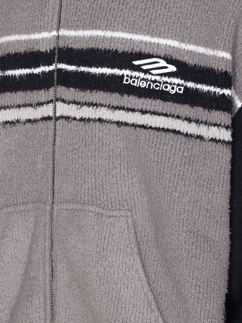 Худи на молнии с вышивкой Balenciaga, серый — фото 3