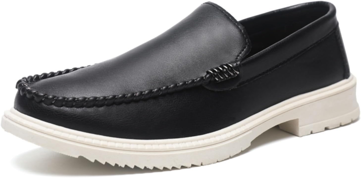 

Мужские кожаные лоферы-слипоны мокасины Пенни, дресc обувь для мужчин, дышащие, на плоской подошве, повседневные, и прогулок Generic, черный