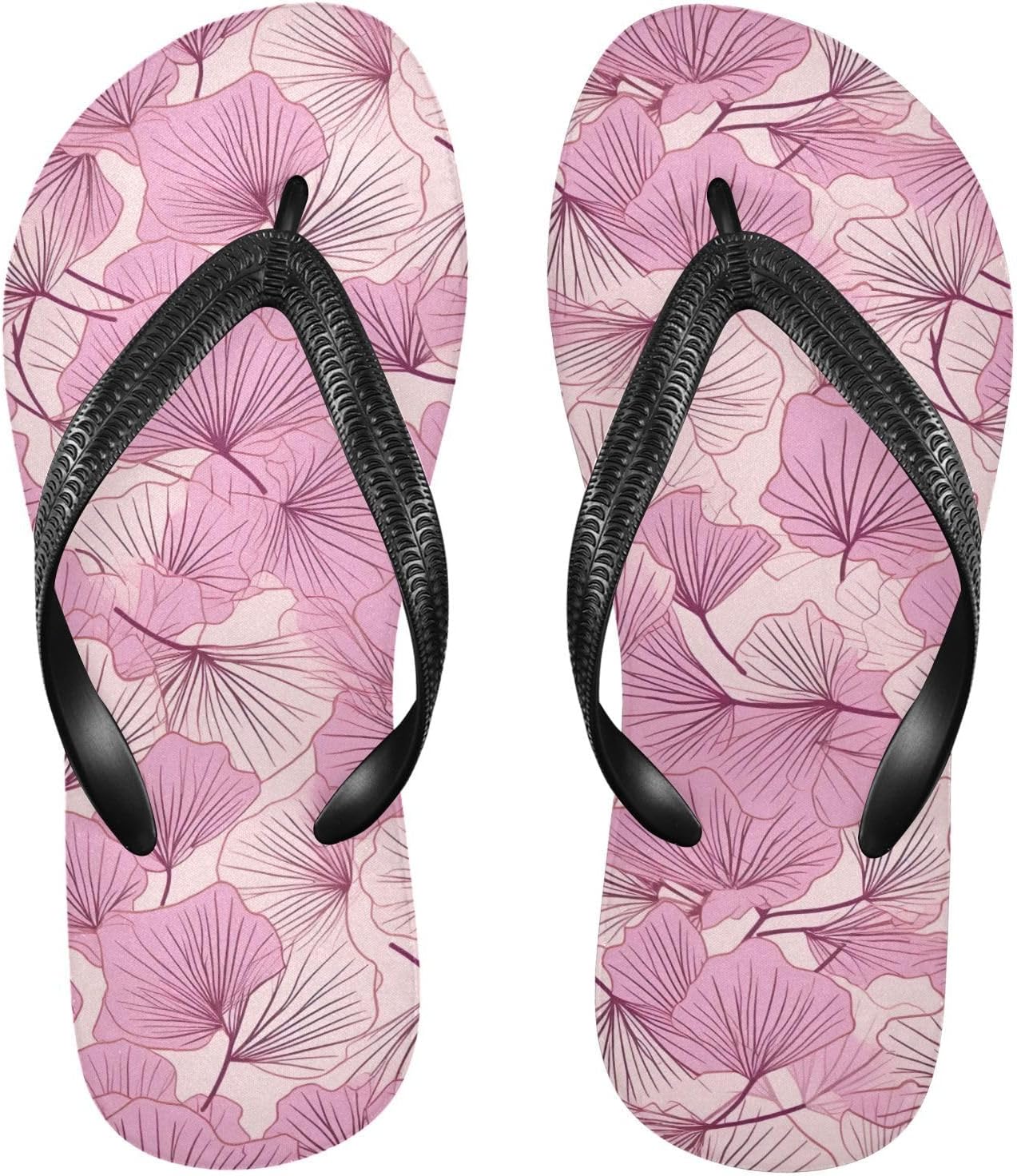 

Вьетнамки Ginko с розовым листом, сандалии для пляжа и душа, резиновые нескользящие летние шлепанцы для мужчин и женщин, для прогулок Sinestour