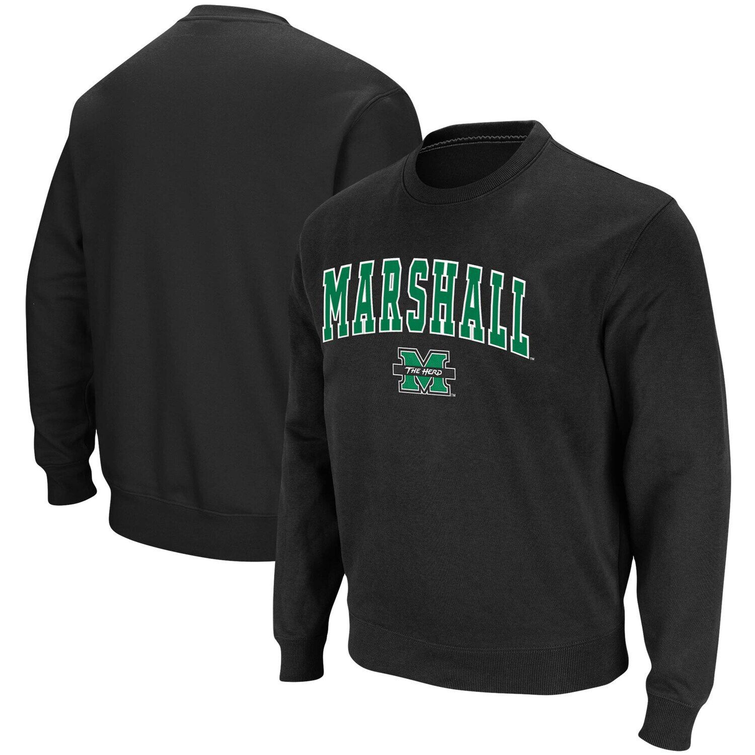 

Мужской твиловый пуловер Colosseum Black Marshall Thundering Herd Arch & Logo Tackle