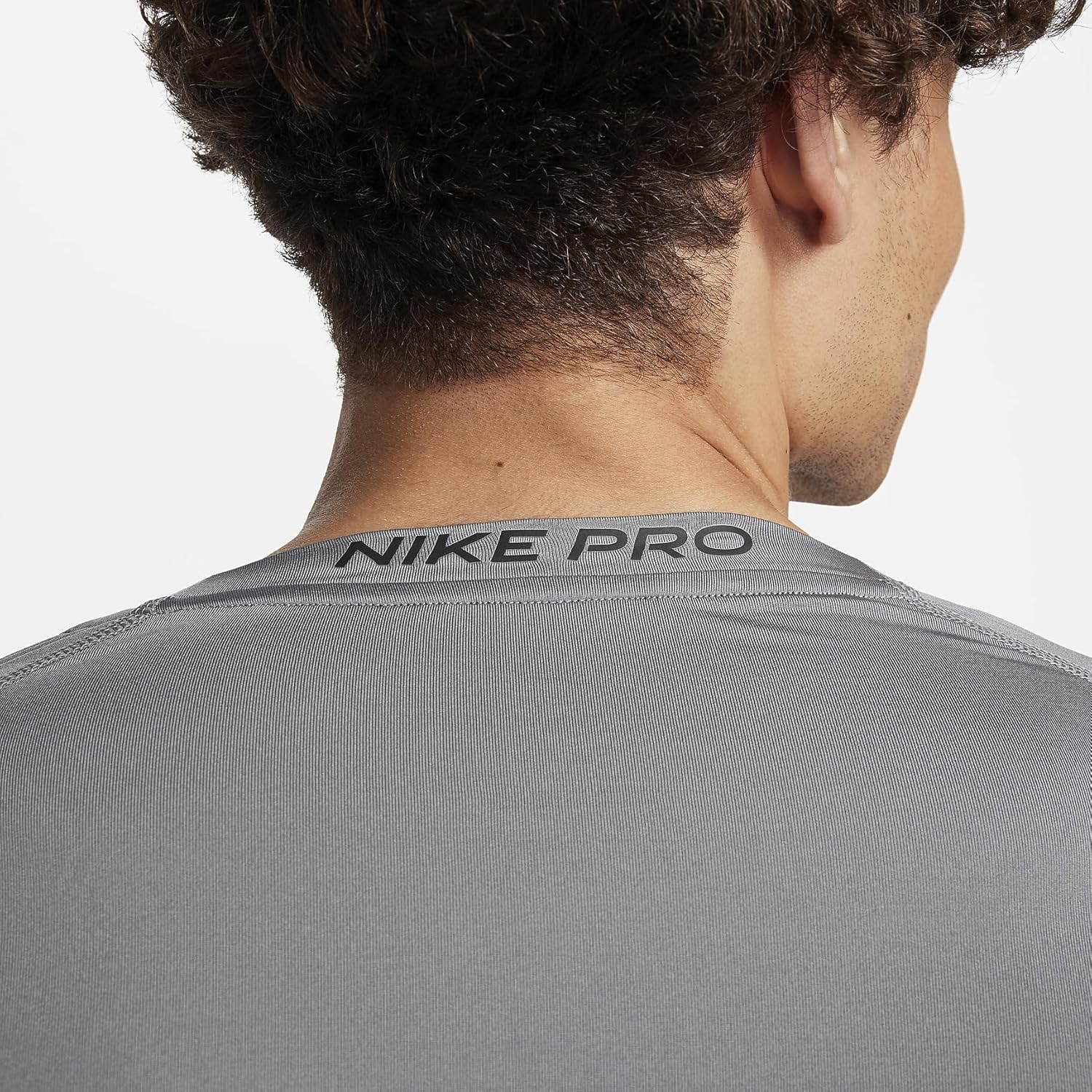 Мужская облегающая спортивная футболка с длинным рукавом Nike Pro Dri-fit, Smoke Grey/Black — фото 4