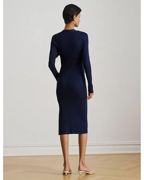 Платье-Свитер в рубчик с отделкой пряжками Ralph Lauren, Navy — фото 3