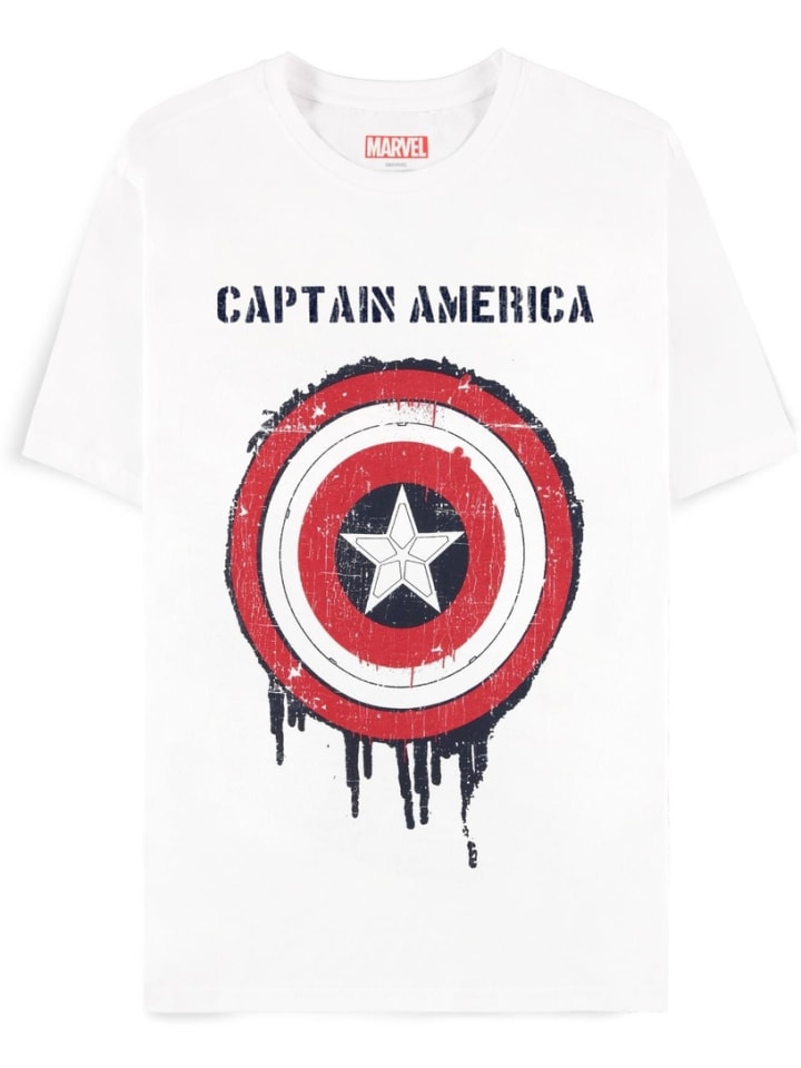 

Футболка Капитан Америка - Щит, мужская, с коротким рукавом белого цвета Captain America, Белый, Футболка Капитан Америка - Щит, мужская, с коротким рукавом белого цвета Captain America