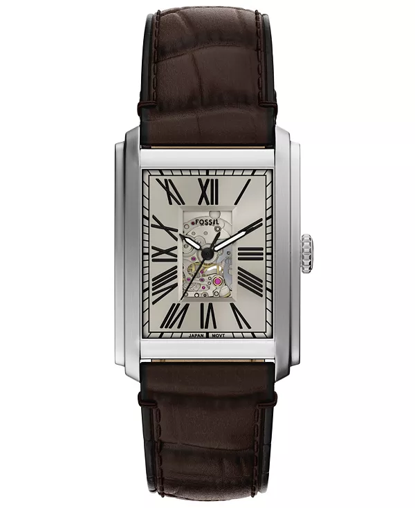 

Мужские часы Carraway с автоподзаводом из коричневой крокодиловой кожи, 30 мм Fossil, brown