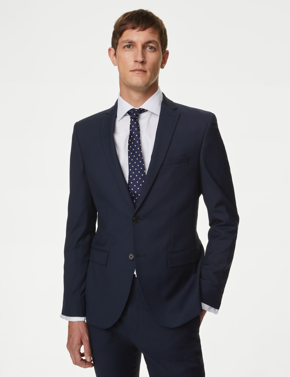 

Обтягивающий пиджак-стрейч Marks & Spencer, темно-синий
