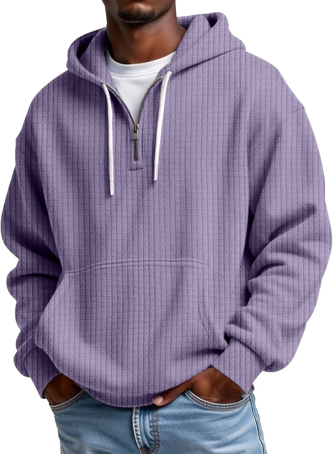 

Мужская худи с молнией на четверть, вязаная, легкая