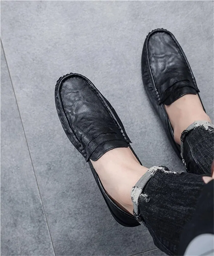 Лоферы мужские Slip-On Round Toe Black DHFIRUFSHLO — фото 4