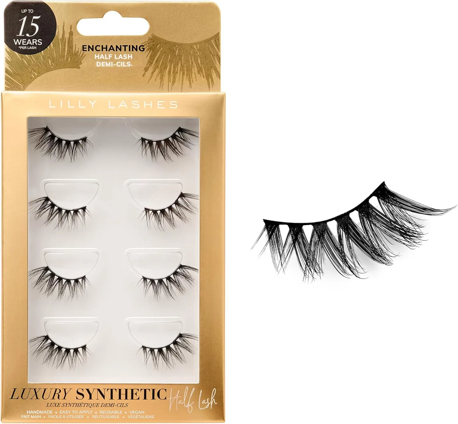 Накладные ресницы Lilly Lashes Luxury Synthetic Half Flash, 4 пары, золотой