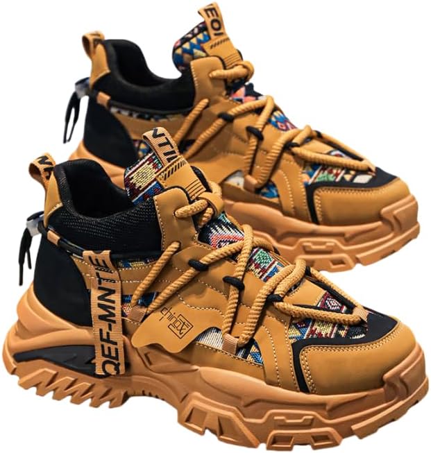 

Мужские ретро-кроссовки HCHCTRY с шнуровкой и толстой подошвой, удобные и нескользящие, подходят для активного отдыха в любое время года, коричневый