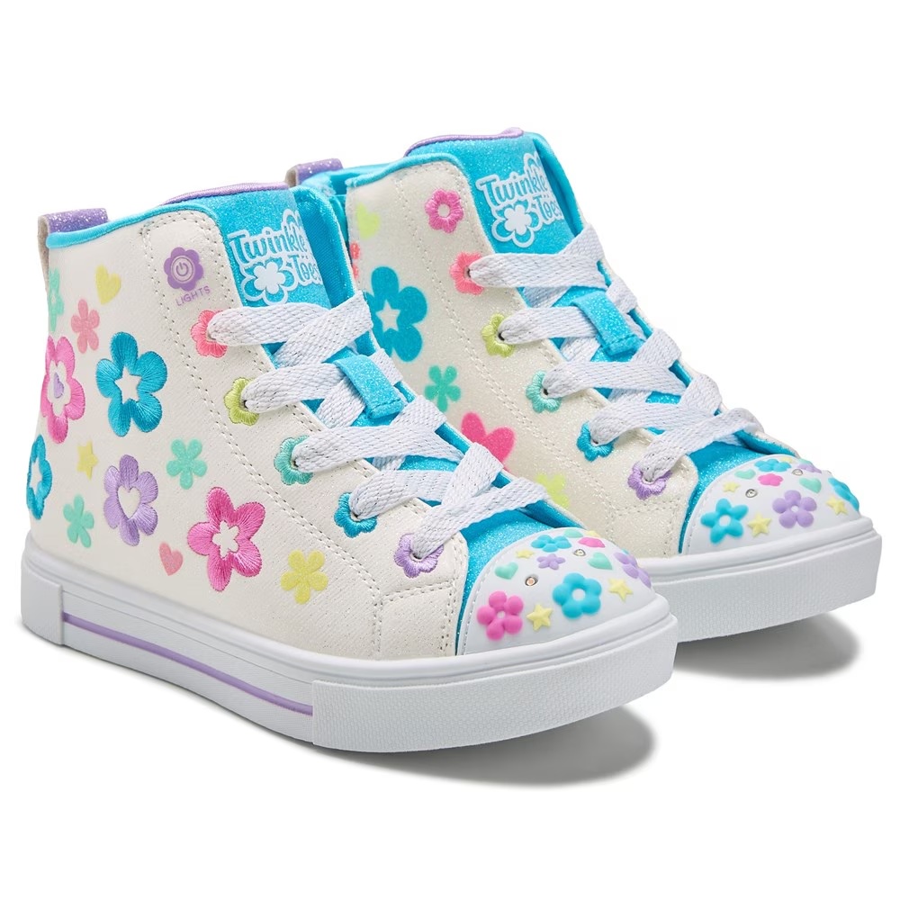 

Детские высокие кроссовки с мерцанием Twinkle Sparks для малышей/маленьких детей Skechers, white flower multi