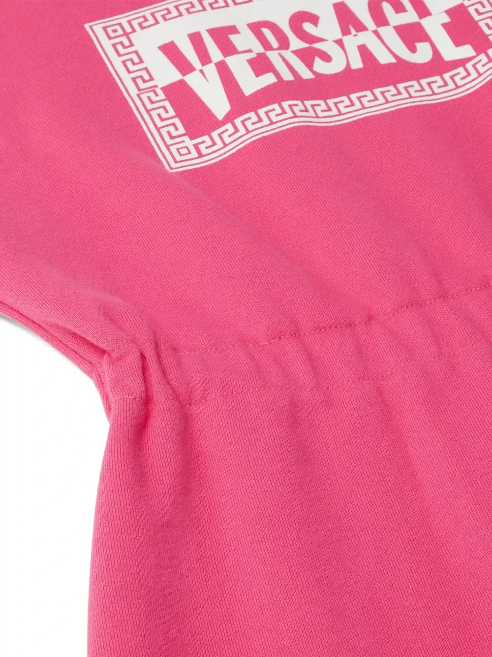 Детское платье-свитшот из хлопкового джерси с принтом Versace Kids, розовый — фото 3