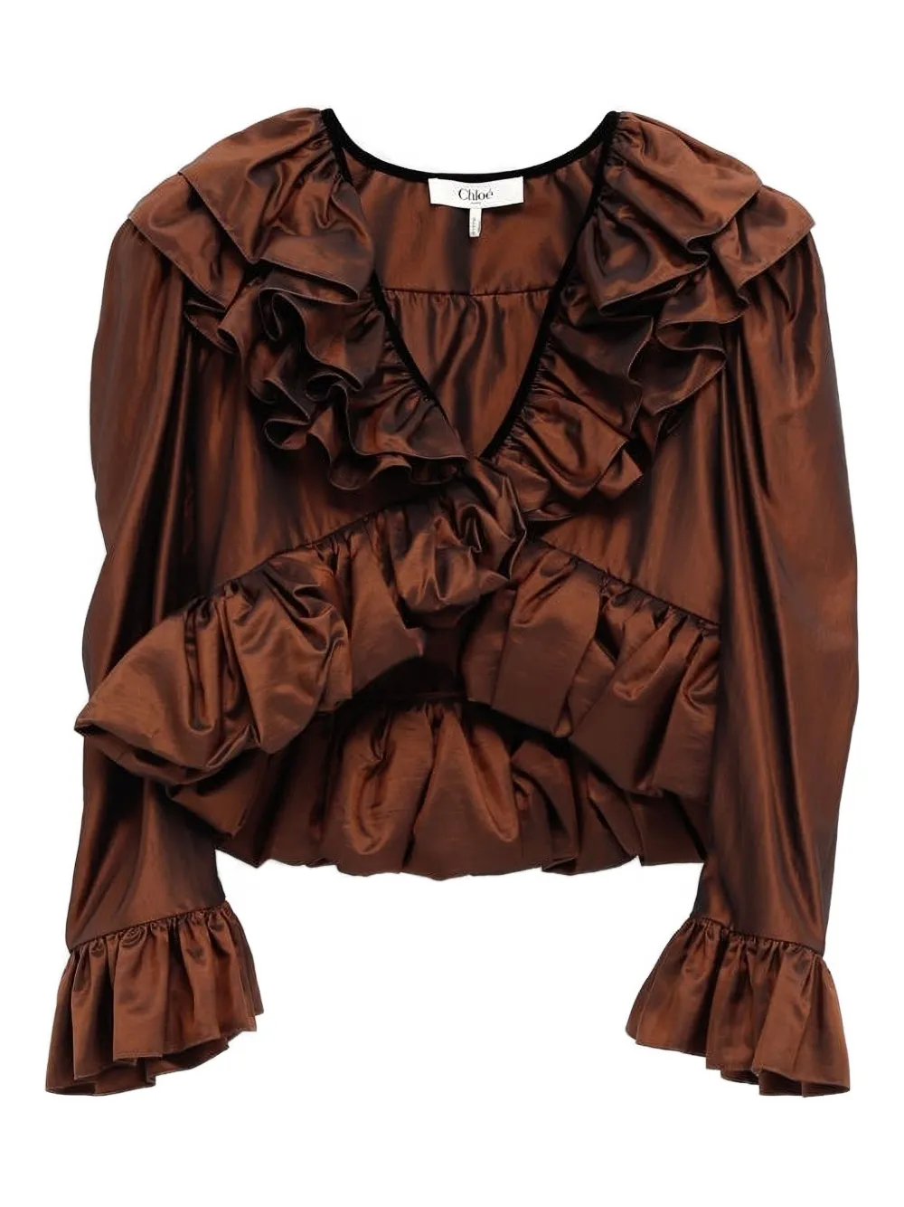 

Блузка с оборками CHLOÉ, коричневый