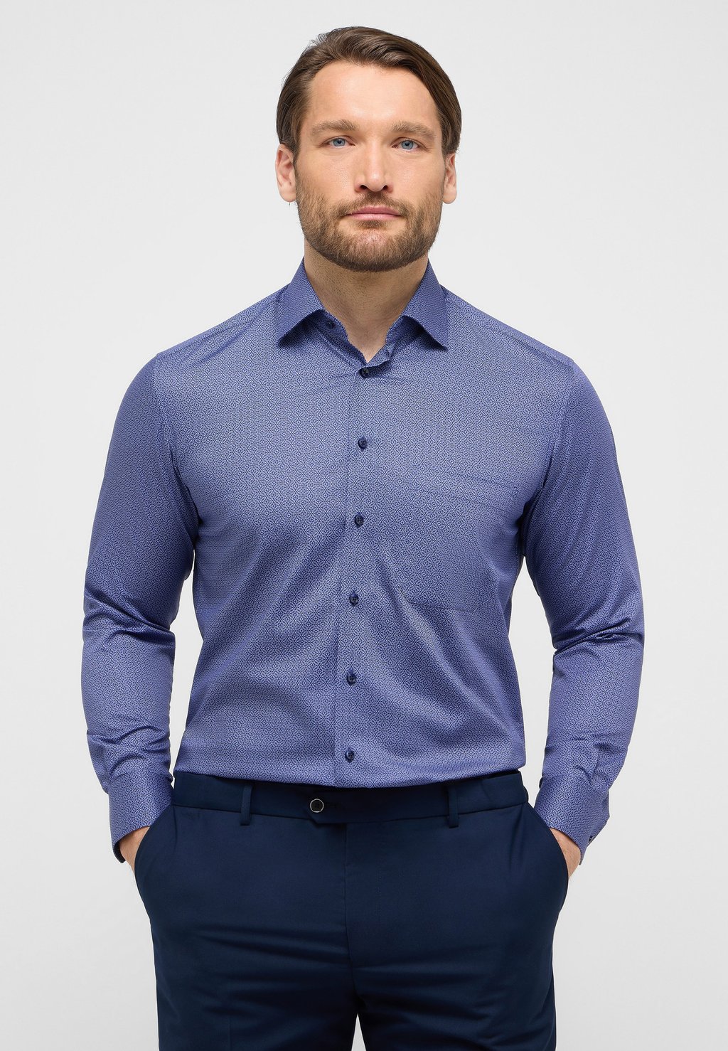 

Рубашка PRINT COMFORT FIT Eterna, темно-синий