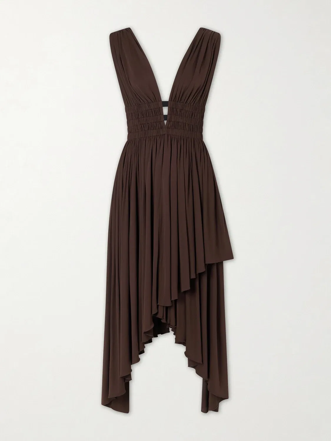 Драпированное трикотажное миди-платье Alaïa, коричневый