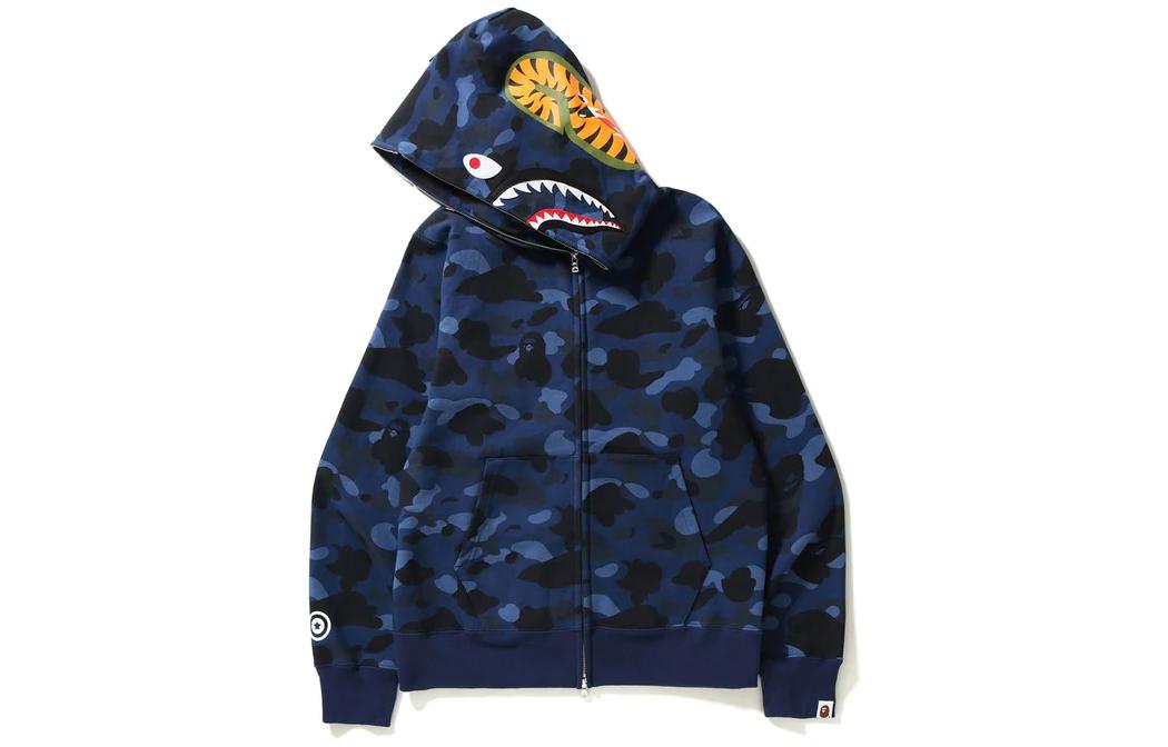 

A BATHING APE BAPE Color Camo Shark Широкий пуловер с капюшоном на молнии, красный, Красный