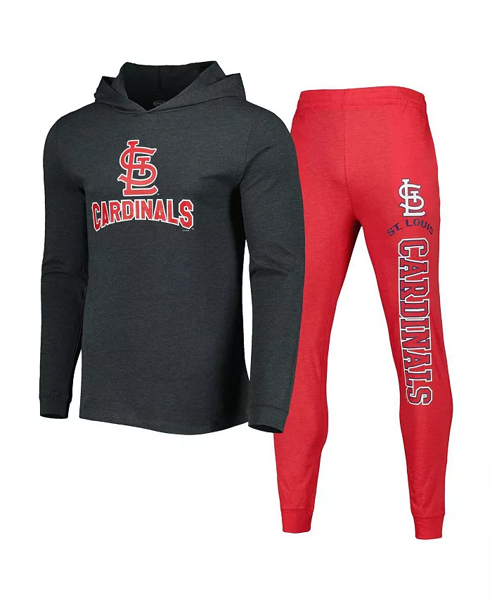 

Мужской сет: худи и джоггеры St. Louis Cardinals Meter в цветах Heather Red и Heather Charcoal Concepts Sport