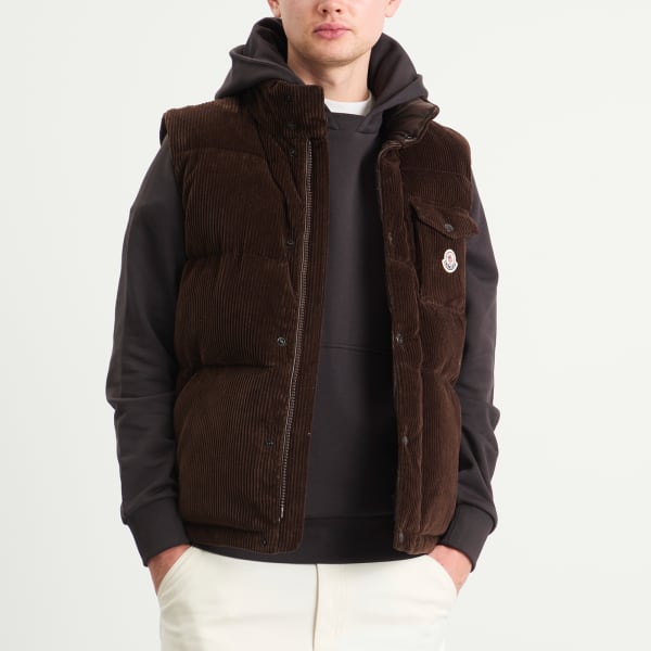 Жилет Agen vest maxi corduroy gilet Moncler, коричневый — фото 2