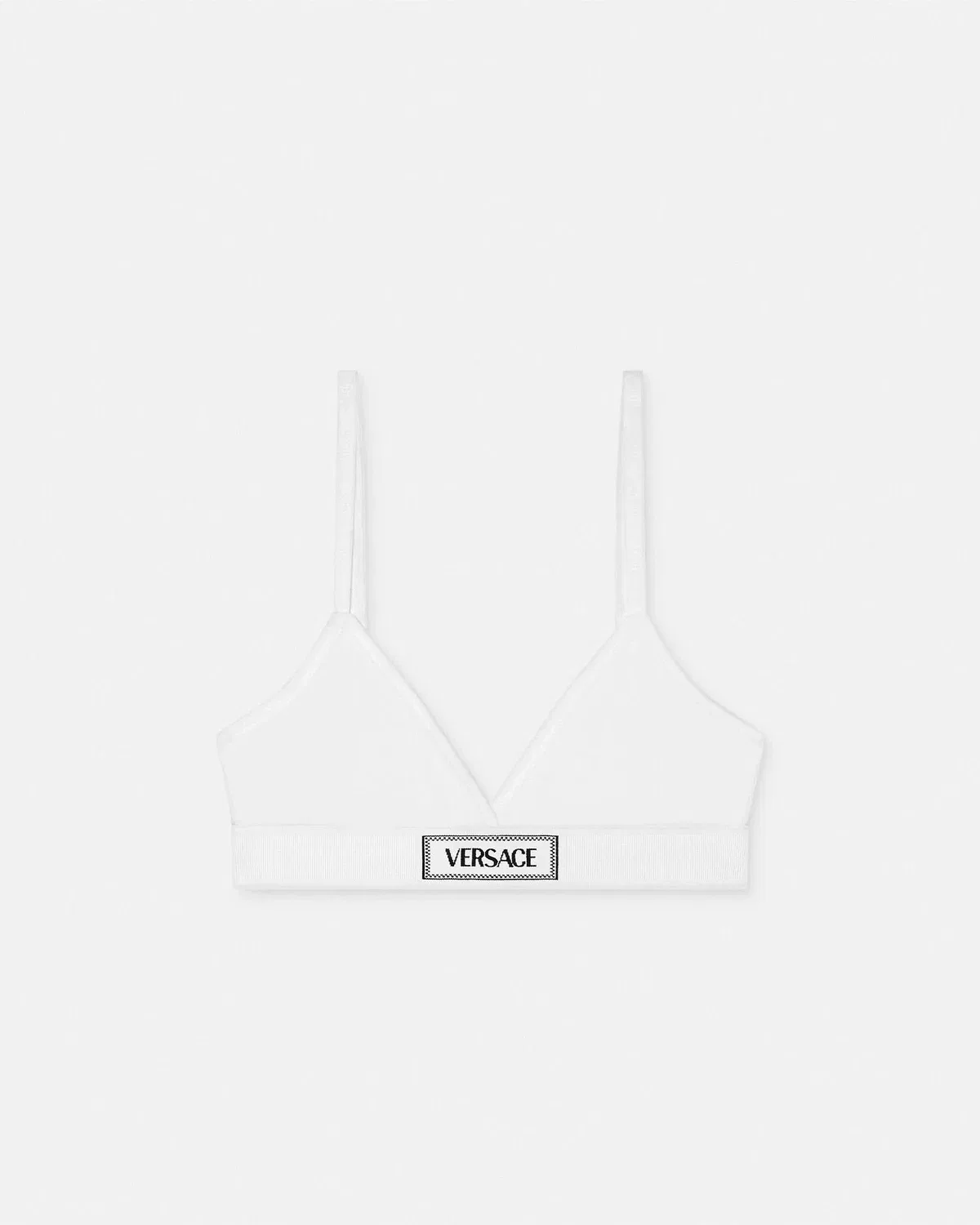 Винтажный ребристый бралетт с логотипом из 90-х VERSACE, белый
