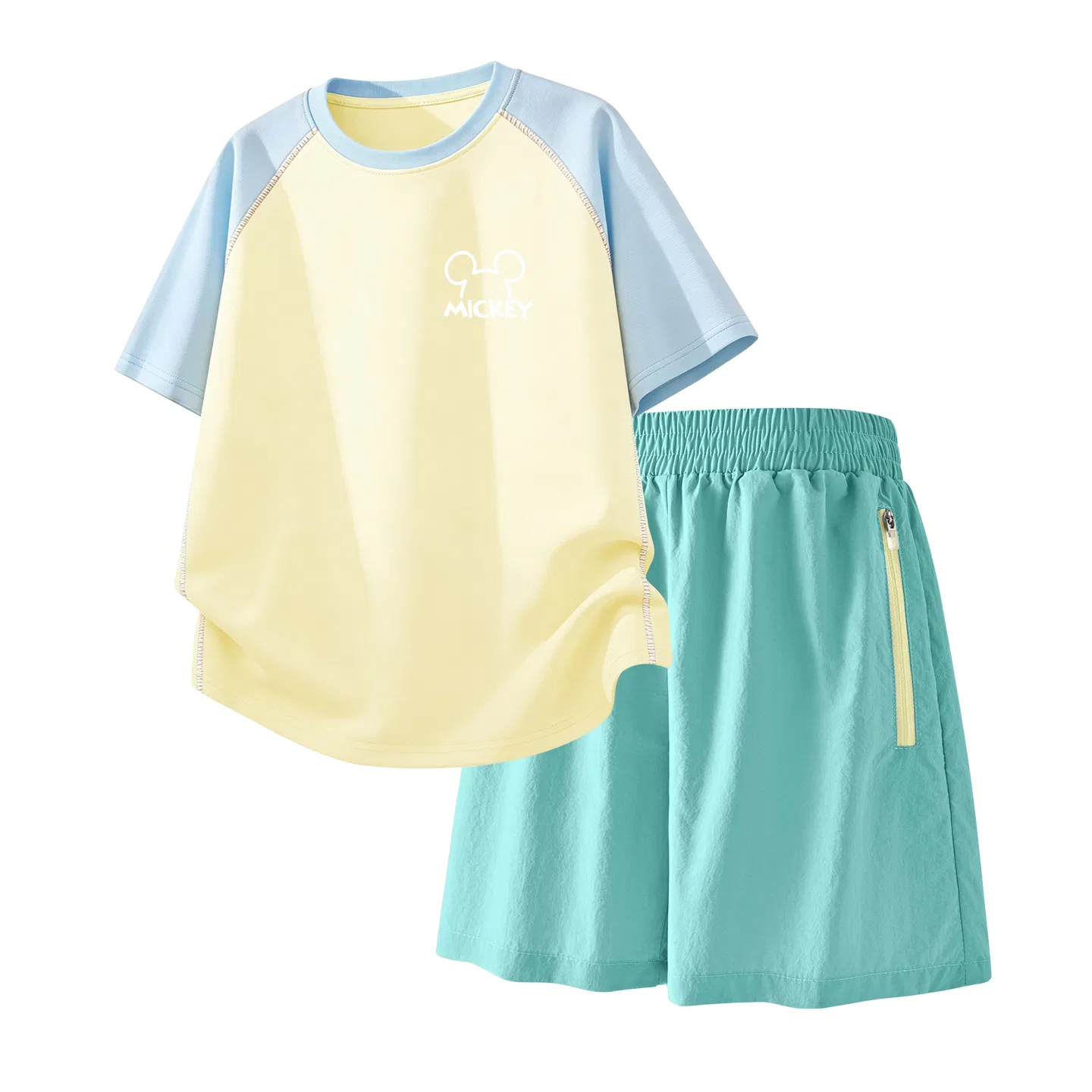 Детский спортивный костюм Casual Sportswear 2 Piece Set Disney, Thick Board Di Line K Blue Yellow+Solid Color Mint Green