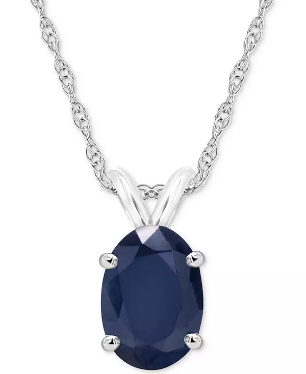 

Ожерелье с подвеской в виде сапфира-солитера 18 дюймов (1 карат) из белого золота 14 карат (также с рубином) Macy'S, sapphire