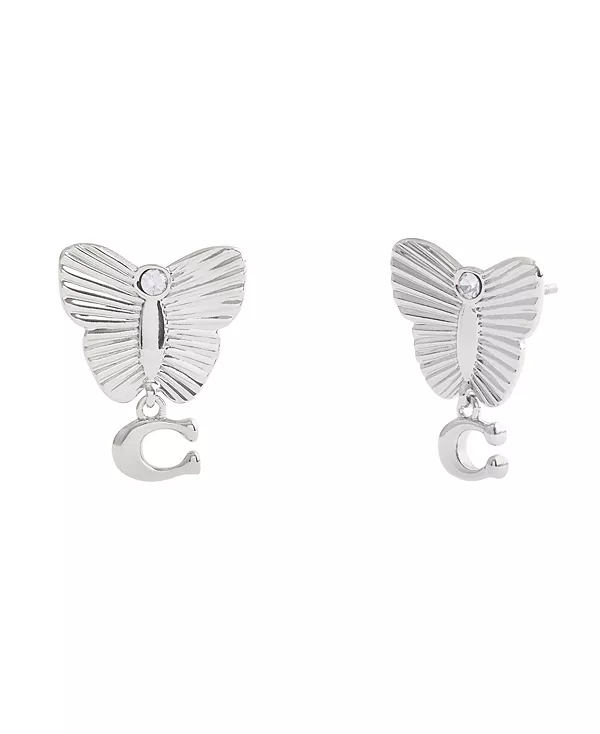

Серьги-Бабочки с фирменным стилем из искусственного камня Coach, rhodium