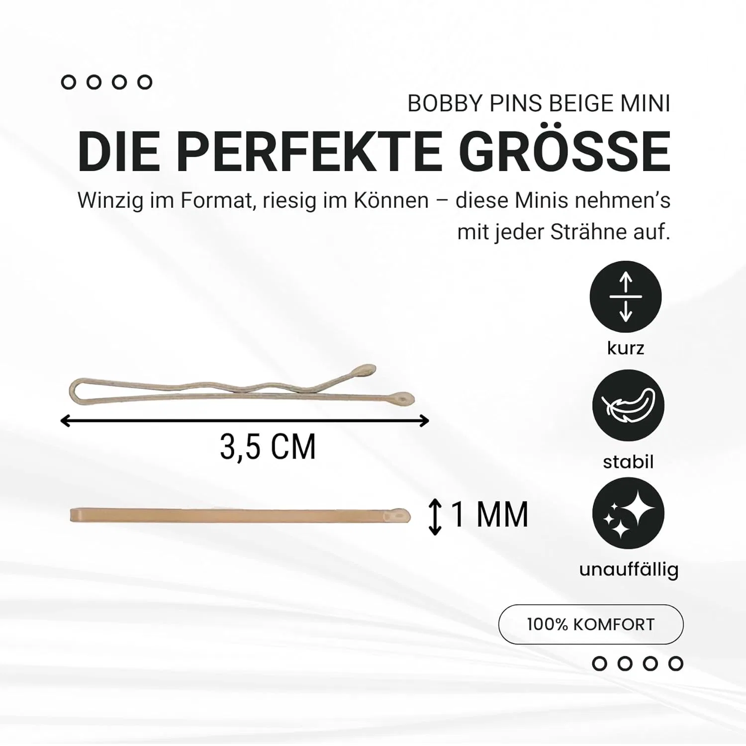 Набор из 50 мини-невидимок 3.4 см бежевые от HAARallerliebst Haarallerliebst, Beige (50 Pieces) — фото 4