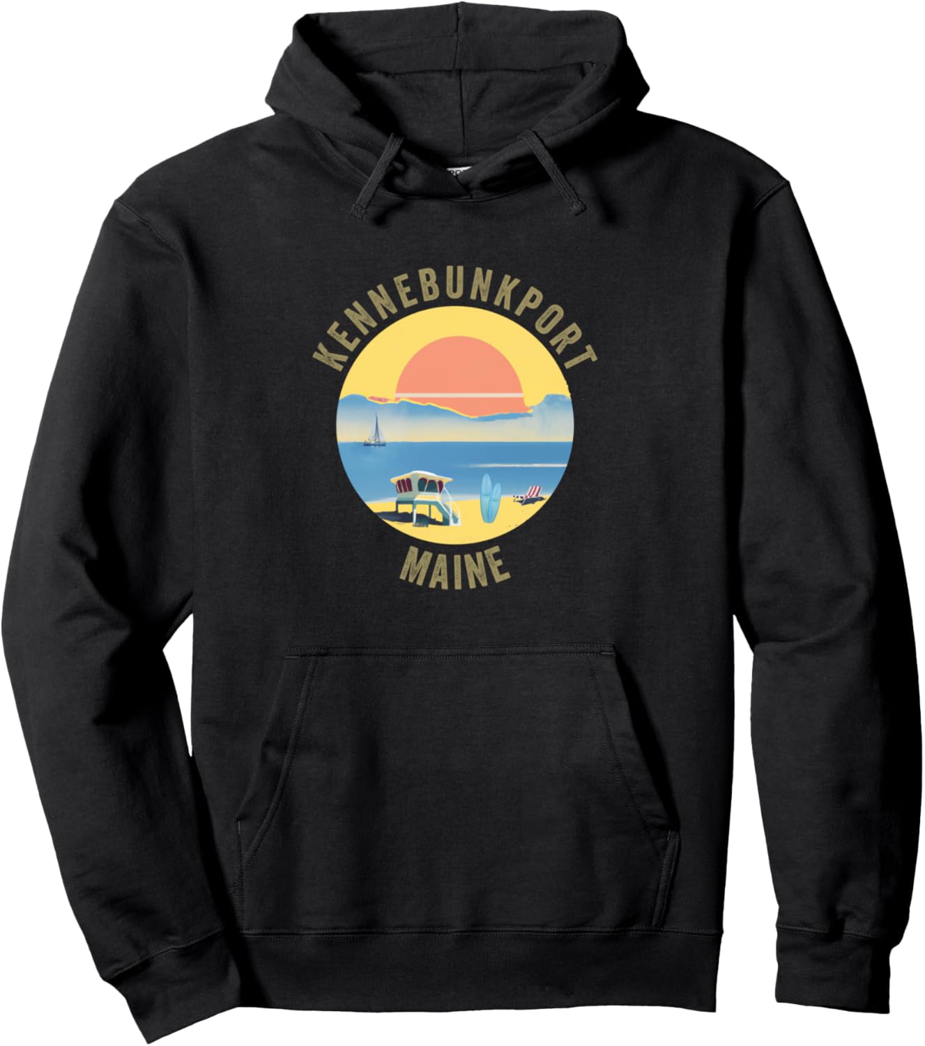

Худи Кеннебанкпорта в стиле ретро и винтаж, худи Кеннебанкпорта Kennebunkport Retro Souvenir Apparel, черный