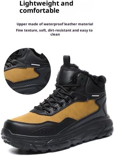 Мужские зимние ботинки Hhhchpm Snow, водонепроницаемые походные ботинки, противоскользящие, теплые и удобные для зимних прогулок, кемпинга и туризма, черный — фото 3