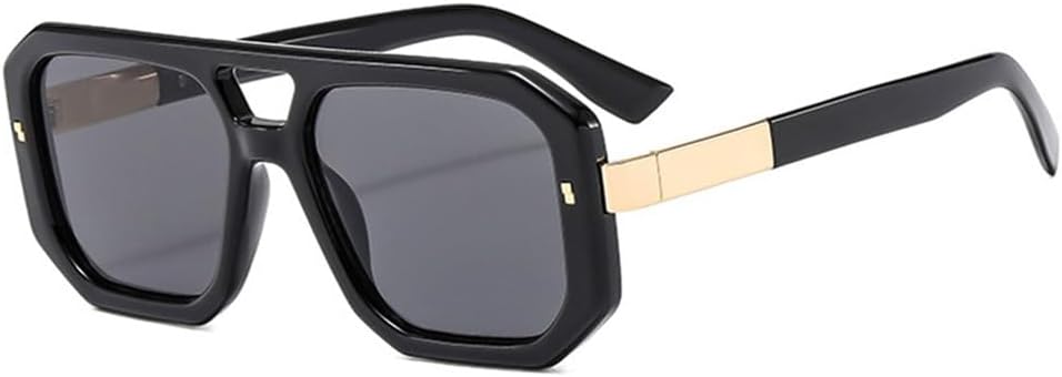 

Солнцезащитные очки UV400 с двойной перемычкой, прозрачными линзами и заклепками, подходят для женщин и мужчин, для бега и занятий спортом на открытом воздухе UYPTK, Black Grey