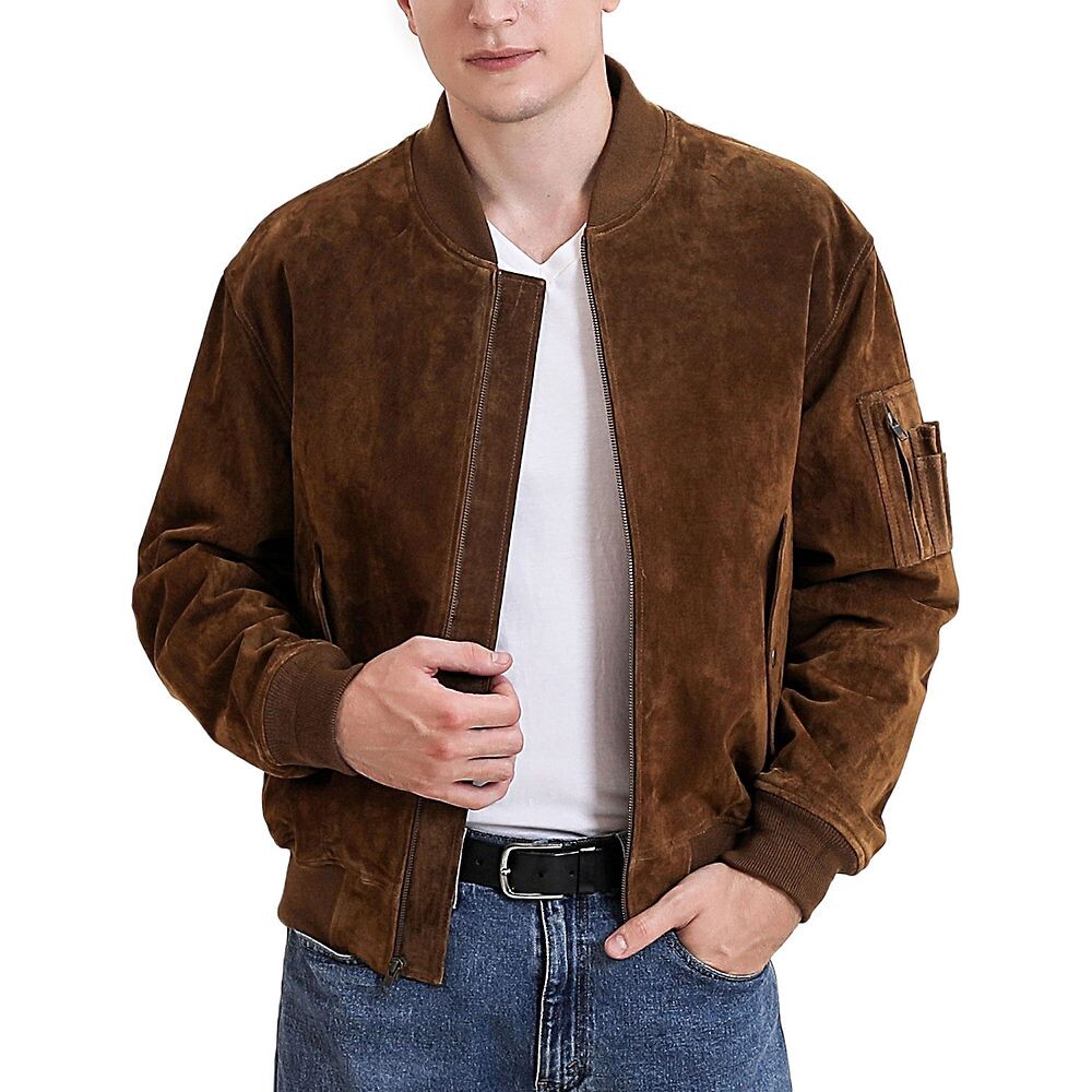 

Мужская замшевая куртка-бомбер Ma-1 Landing Leathers, цвет Tobacco
