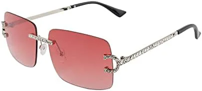 

Солнцезащитные очки без оправы прямоугольной формы для женщин и мужчин, солнцезащитные очки с бриллиантами, ретро-солнцезащитные очки без оправы MTZJH, C3