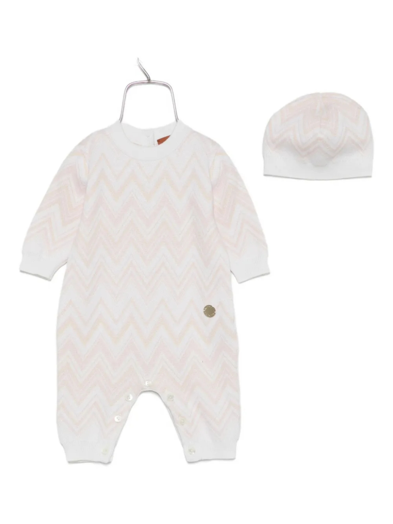 

Вязаный комбинезон Missoni Kids с шевронным узором (комплект из двух шт.), розовый