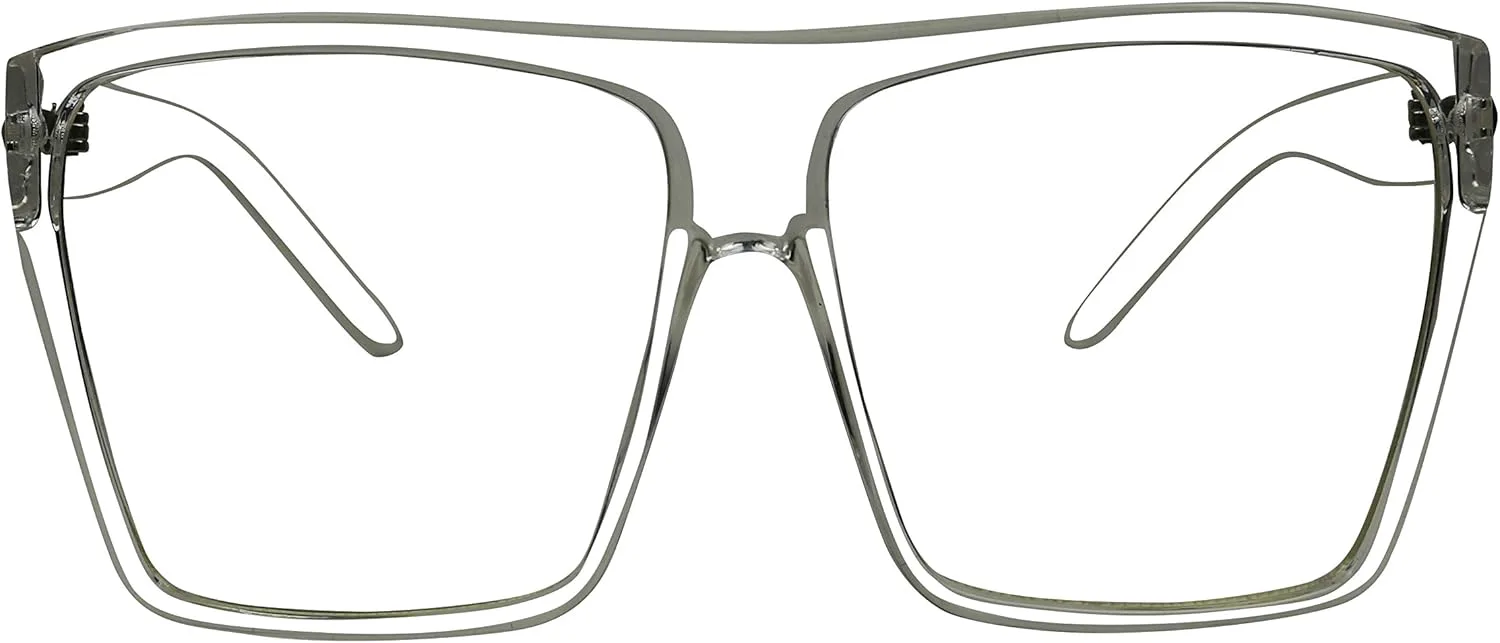 

Солнцезащитные очки ShadyVEU Oversize Square без диоптрий, Ким Кардашьян, большая трапециевидная оправа, прозрачные линзы, эксклюзивный ретро-стиль MOD, Clear Frame