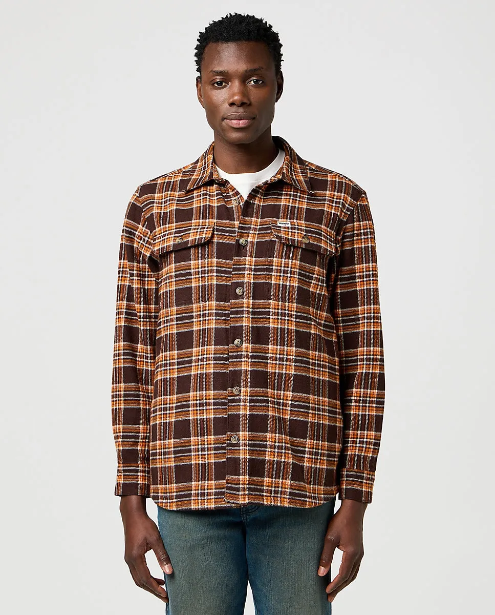 

Мужская рубашка на пуговицах в клетку Wrangler, коричневый