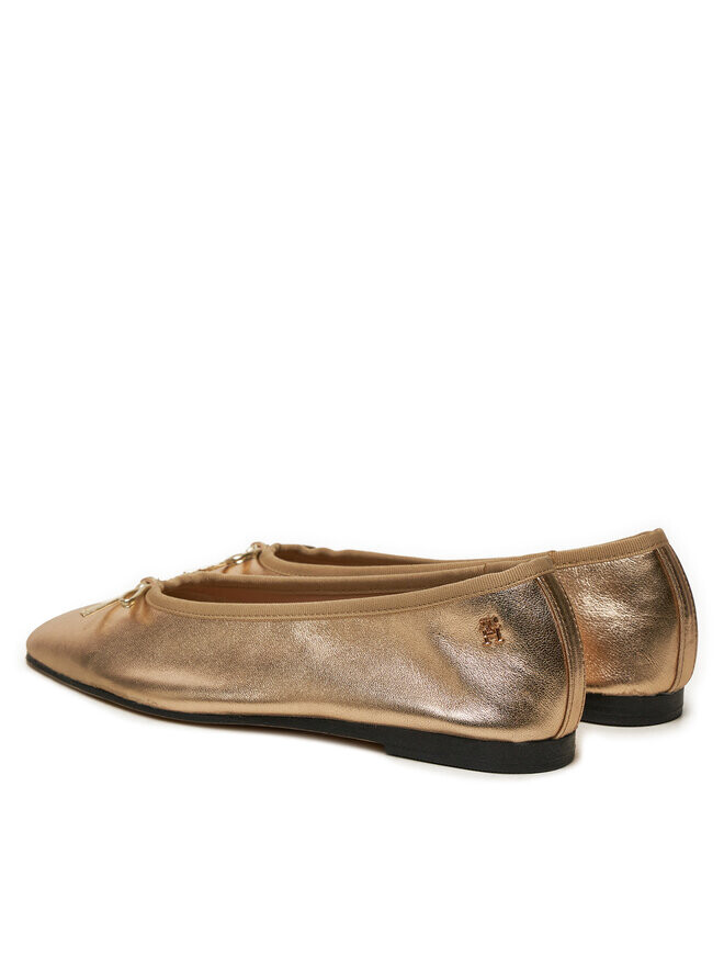 Балетки Tommy Hilfiger Ballerina Soft Leather Metallic FW0FW08452, золотой — фото 3