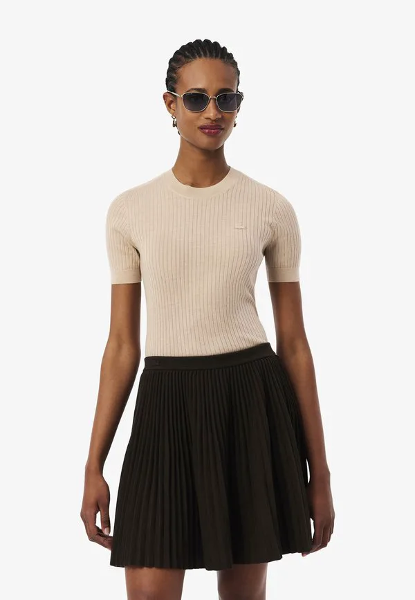 Футболка Lacoste Beige-Xf, Однотонная, Бежевая