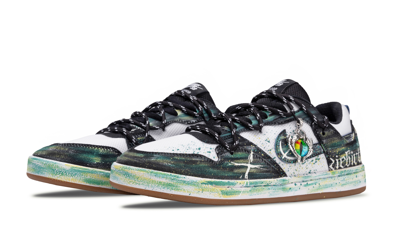 Nike Кроссовки для скейтбординга SB Alleyoop Ripple Slip Resistant Abrasion Resistant низкие детские черные green — фото 4
