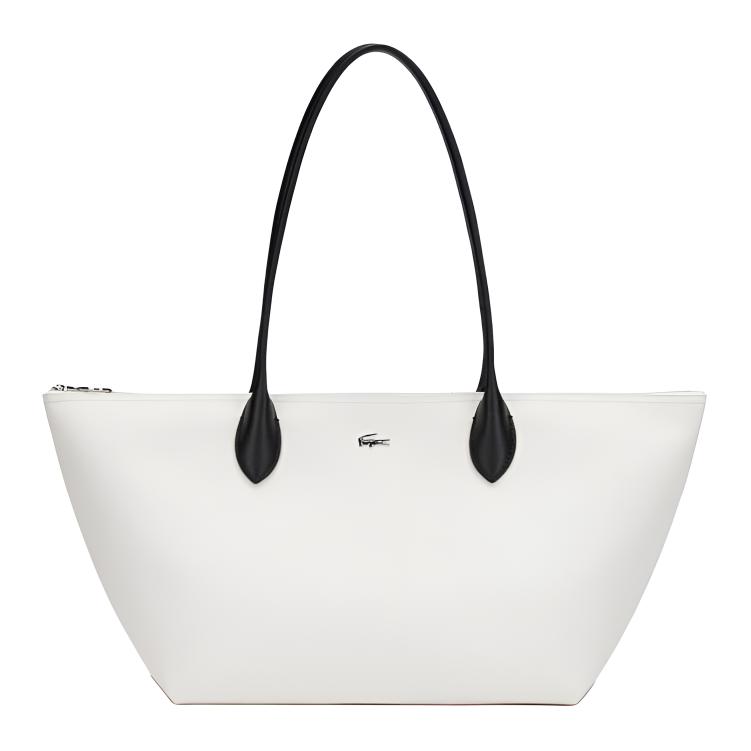 

LACOSTE Женская большая сумка через плечо ПВХ черно-белая, Black White