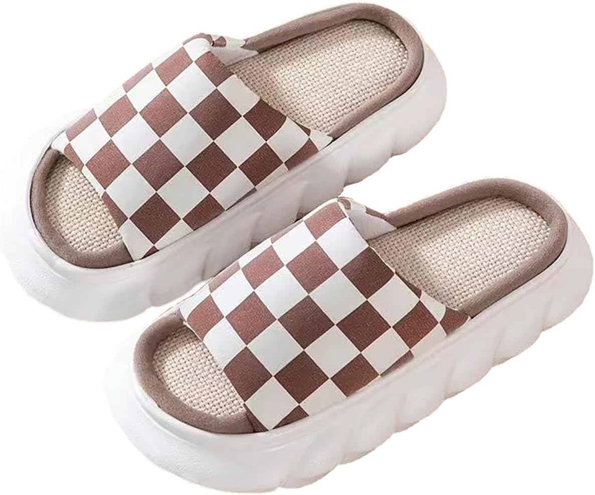 

Домашние тапочки Stone mice для мужчин и женщин, летние, с открытым носком, из дышащего льна, кофейный