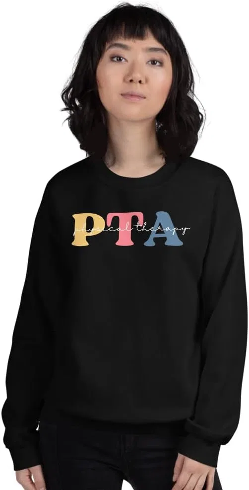 Толстовка PTA с круглым вырезом, свитер для физиотерапии, худи для медицинских работников, толстовка для ассистента физиотерапевта Generic, черный