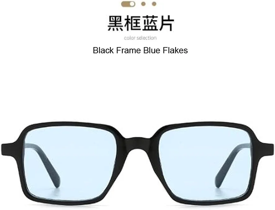 

Солнцезащитные очки в стиле ретро, ​​квадратной формы, с индивидуальностью, для мужчин и женщин, с защитой от УФ-излучения Angelastore, Black Frame Blue Flakes