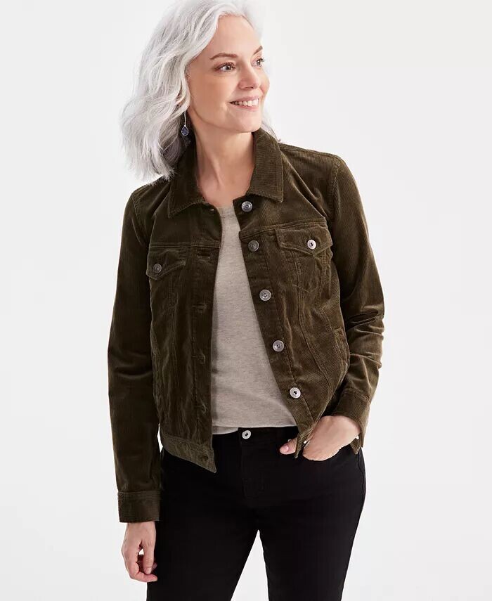 

Вельветовая куртка Petites Style & Co, зеленый