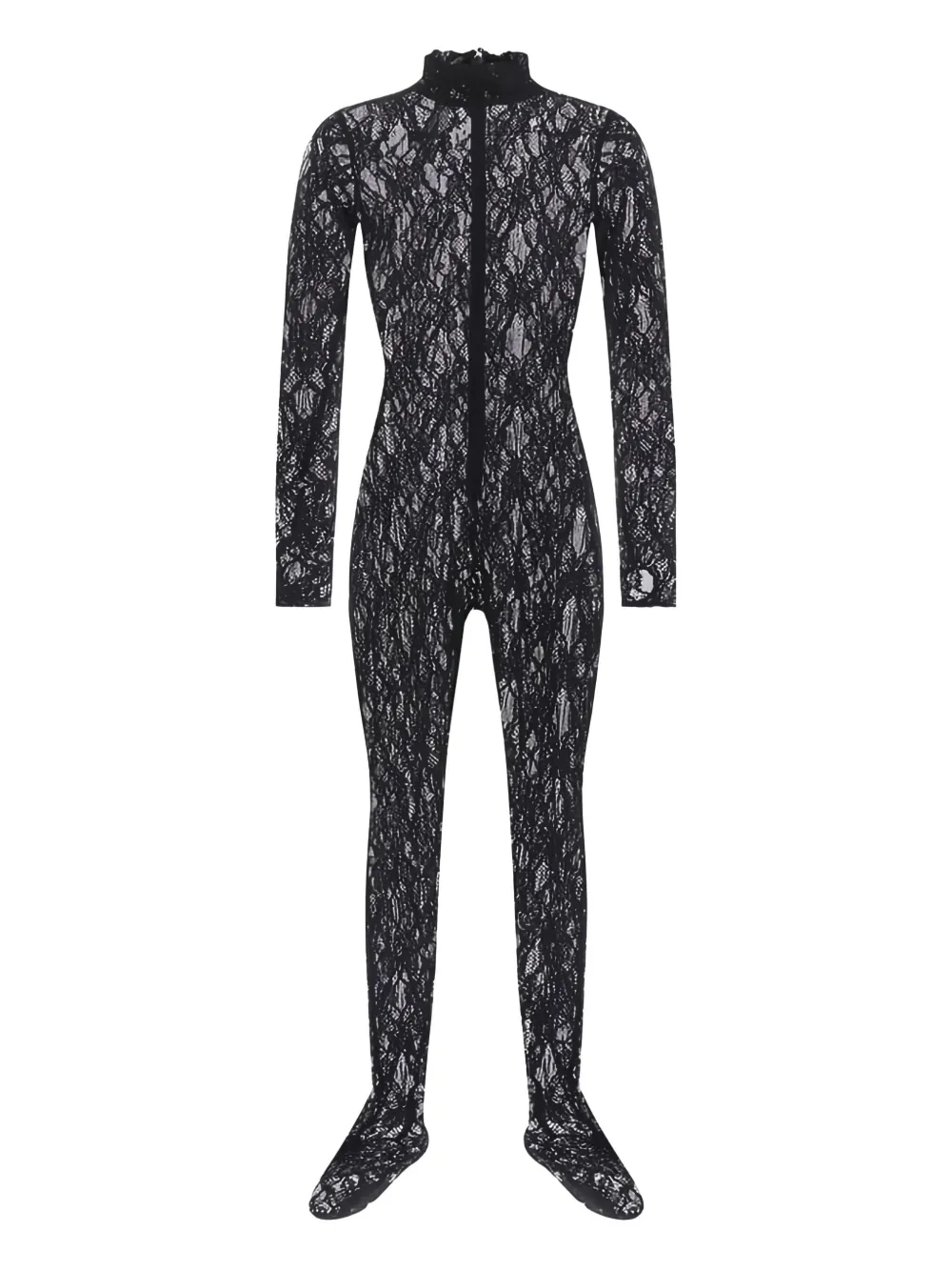 

Комбинезон с высоким кружевным воротником Roberto Cavalli, черный