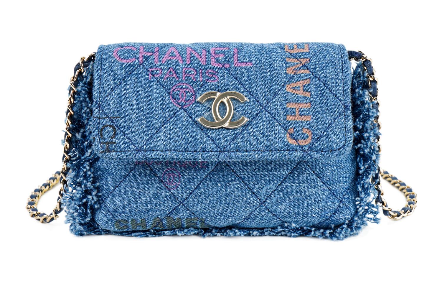 

CHANEL Сумка на цепочке через плечо женская синяя